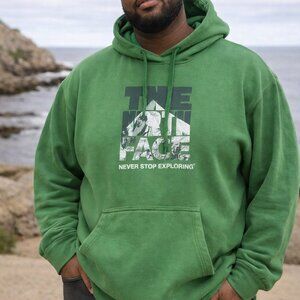 The North Face Green Graphic Pullover Hoodie Men’s XXL 2XL Drawstring Sweatshirt